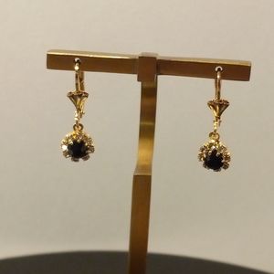 😍 🌻 Dangle Earrings Gold Layered With White and Black Cubic Zirconia 🌻😍